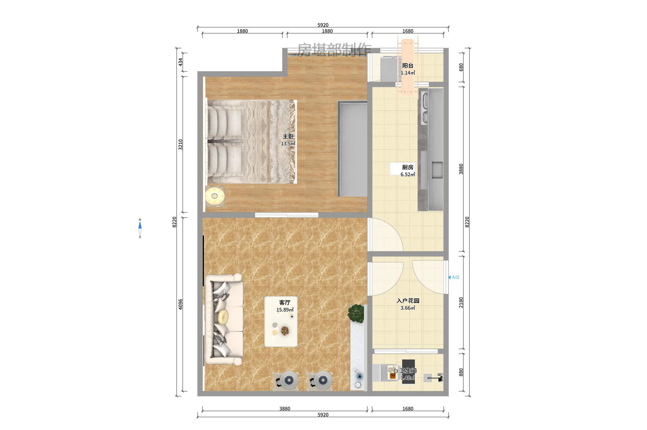 北辰三角洲E3区 1室1厅1卫 2200.0元/月 北辰三角洲E3区 1室1厅1卫 2200.0元/月户型图