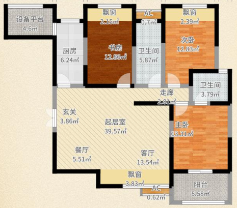 融侨馨苑  3室2厅1卫   310.00万户型图