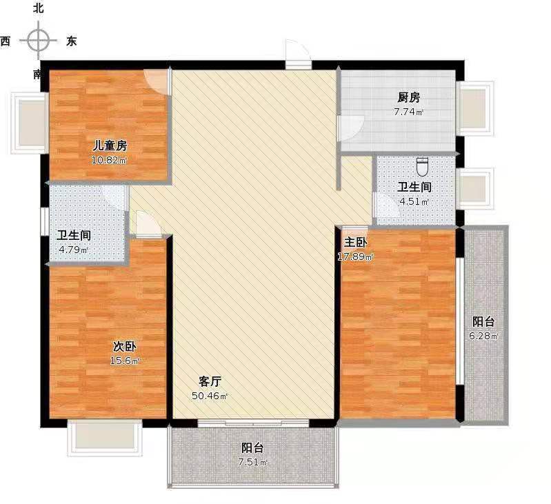 化工学校单位房 3室2厅1卫 800.0元/月 化工学校单位房 3室2厅1卫 800.0元/月户型图