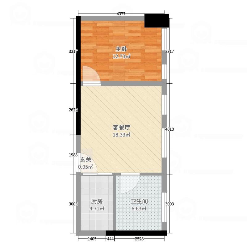 欢乐美寓  2室1厅1卫   52.00万户型图