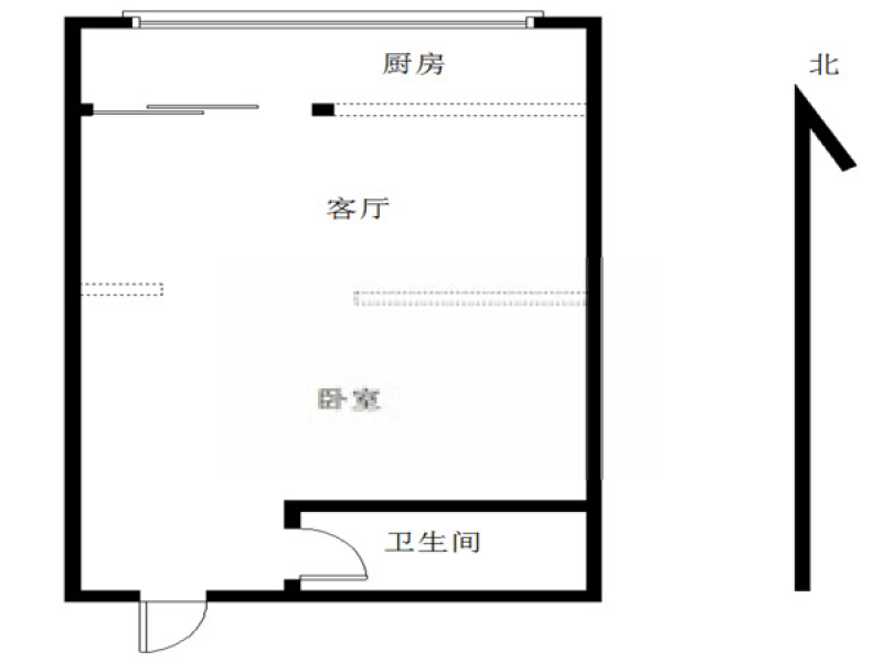 金地家佳旺  1室1厅1卫   650.00元/月户型图