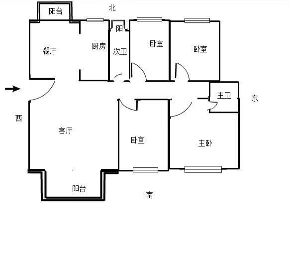 五洲锦城  3室2厅2卫    131.8万户型图