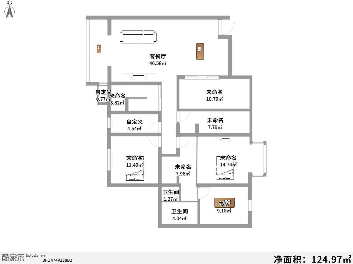 大同芙蓉  4室2厅2卫   85.80万户型图