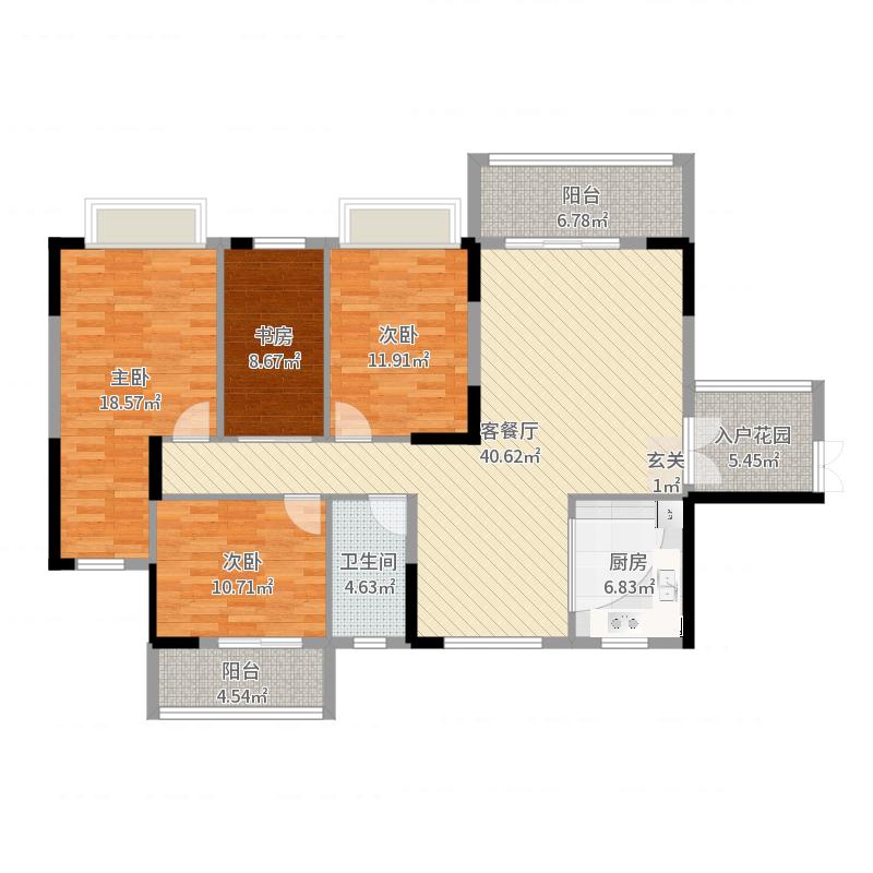 新桂城  3室2厅2卫   81.80万户型图