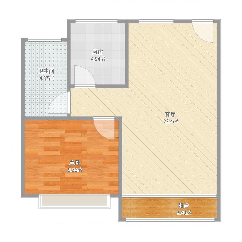 南湖锦苑  1室1厅1卫   1500.00元/月户型图