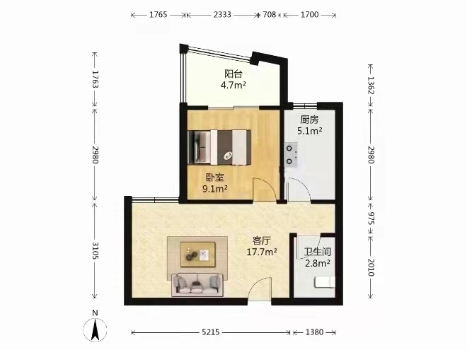 长安相府  2室1厅1卫   83.00万户型图