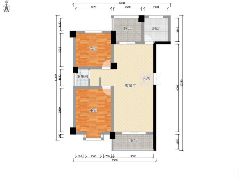 烟厂三区  2室2厅1卫   1300.00元/月户型图