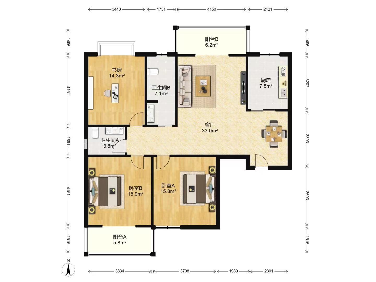 中建群星汇  3室2厅2卫   280.00万户型图