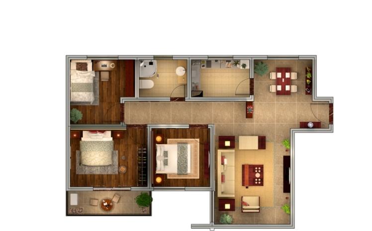 子午美居  3室2厅1卫   135.00万户型图