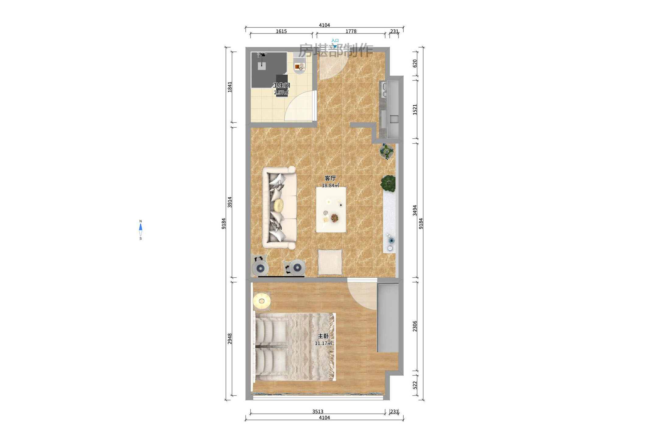 QQ生活馆 1室1厅1卫 1700.0元/月 QQ生活馆 1室1厅1卫 1700.0元/月户型图