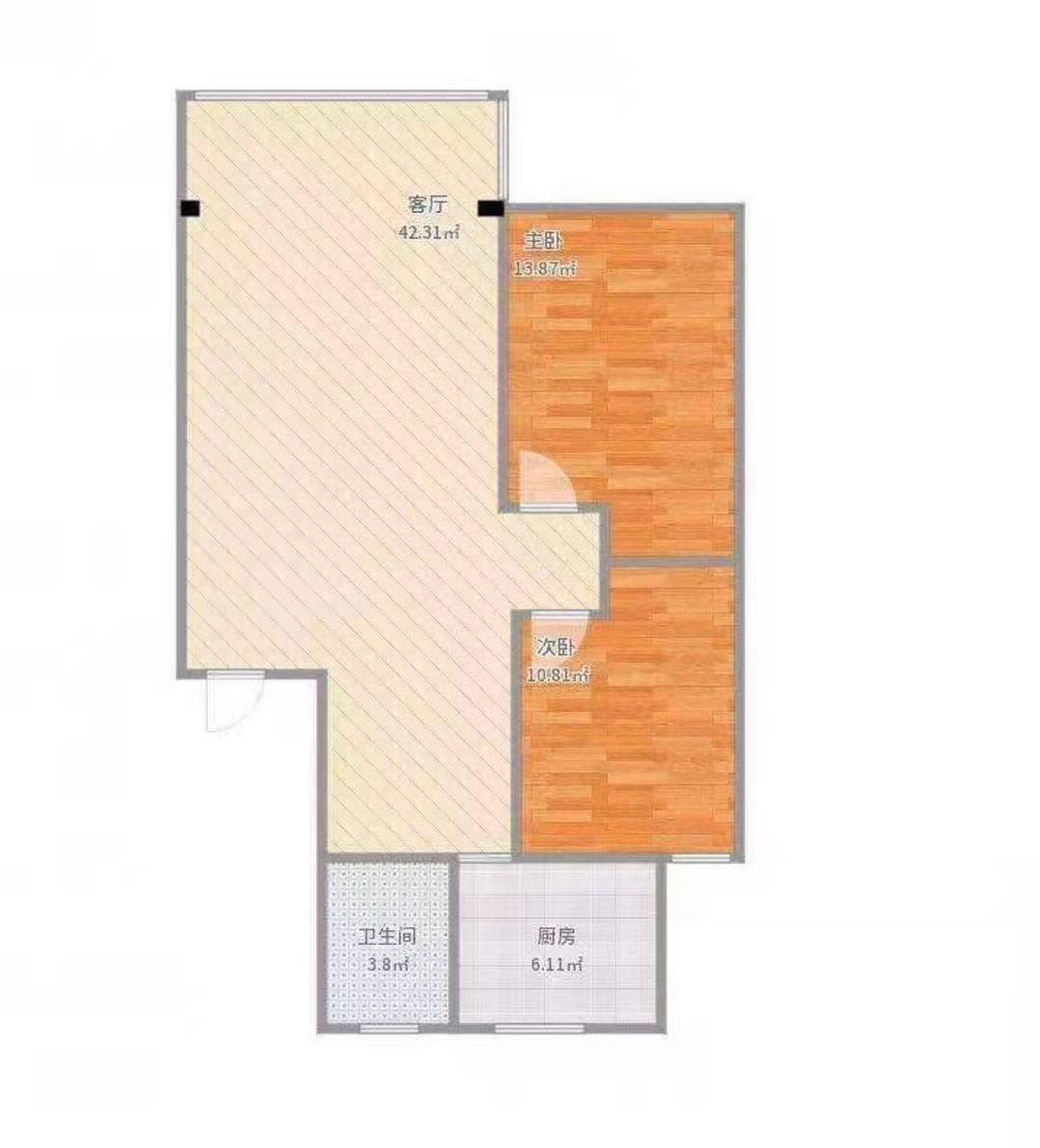 恒大御景湾 2室1厅1卫 1.0元/月 恒大御景湾 2室1厅1卫 1.0元/月户型图