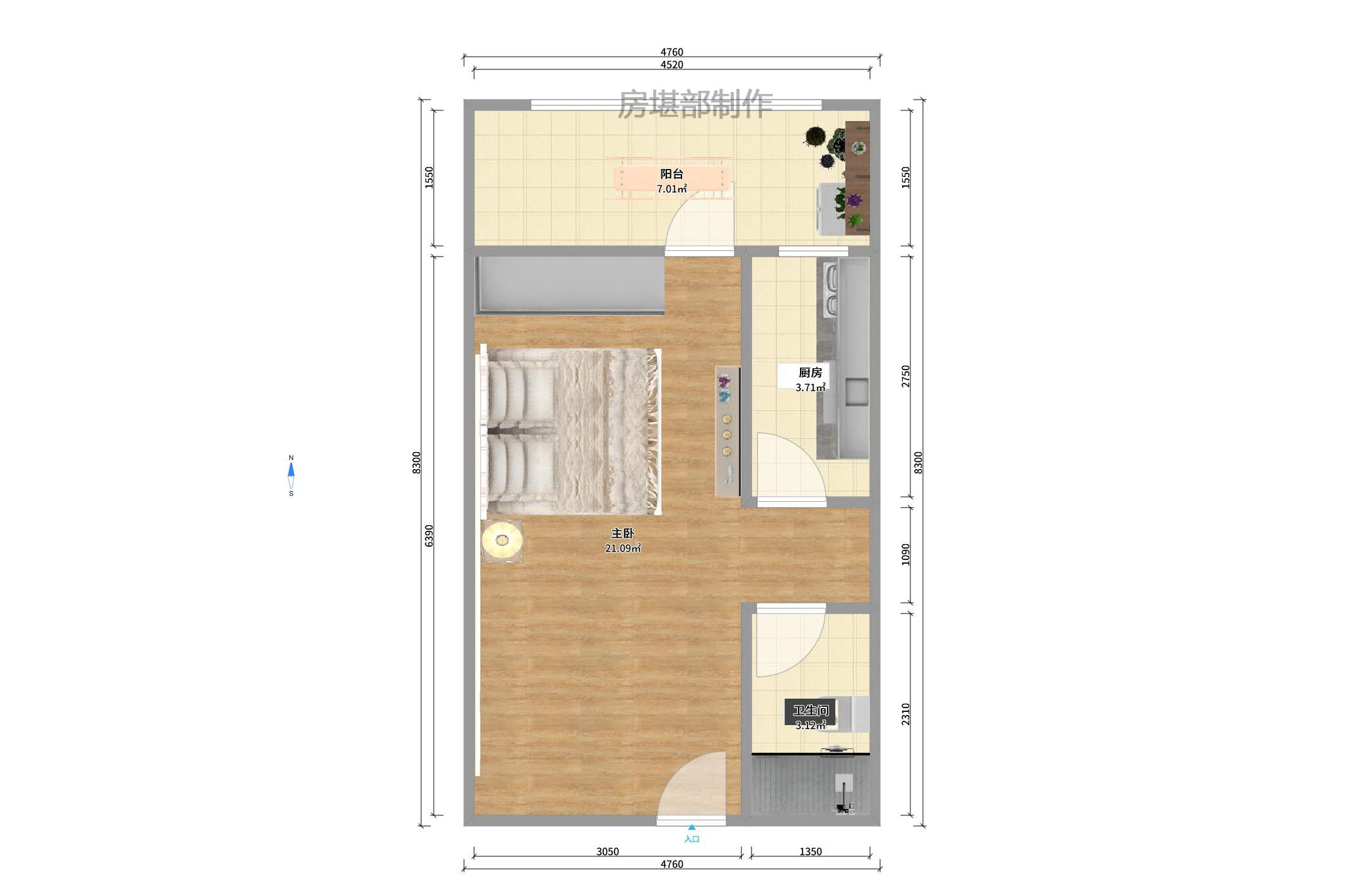天骄福邸 1室1厅1卫 1650.0元/月 天骄福邸 1室1厅1卫 1650.0元/月户型图
