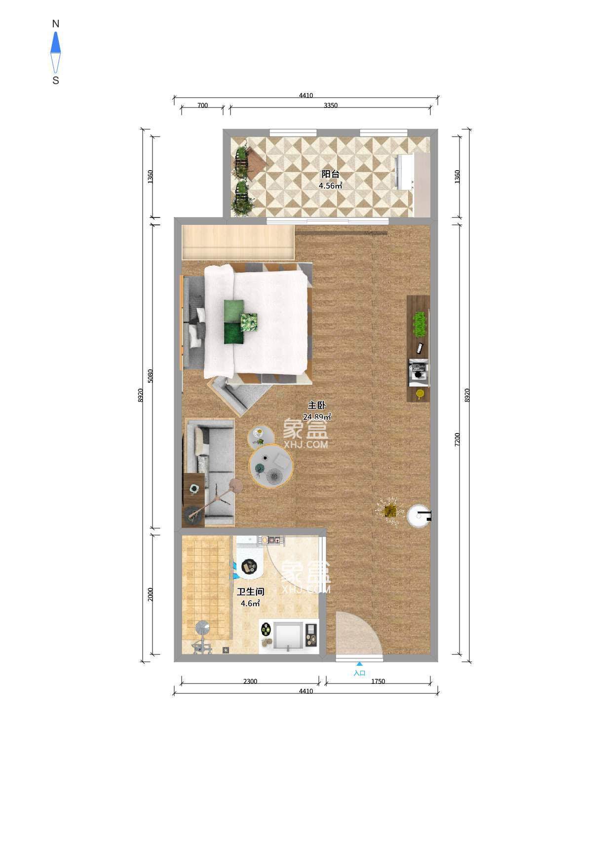 深业喜汇  3室2厅1卫    1800.0元/月户型图