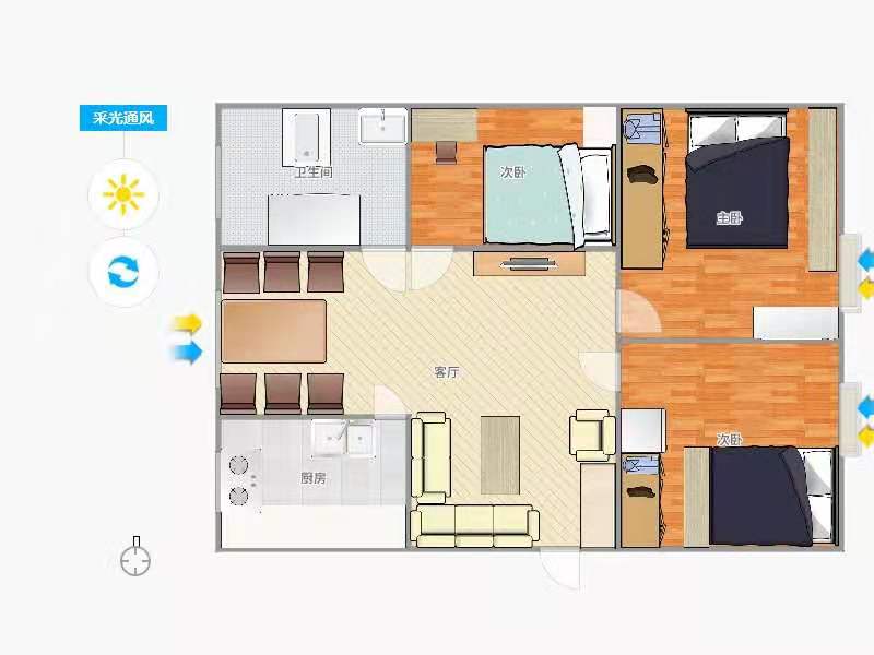 金谷市场  3室1厅1卫    58.8万 金谷市场  3室1厅1卫    58.8万户型图