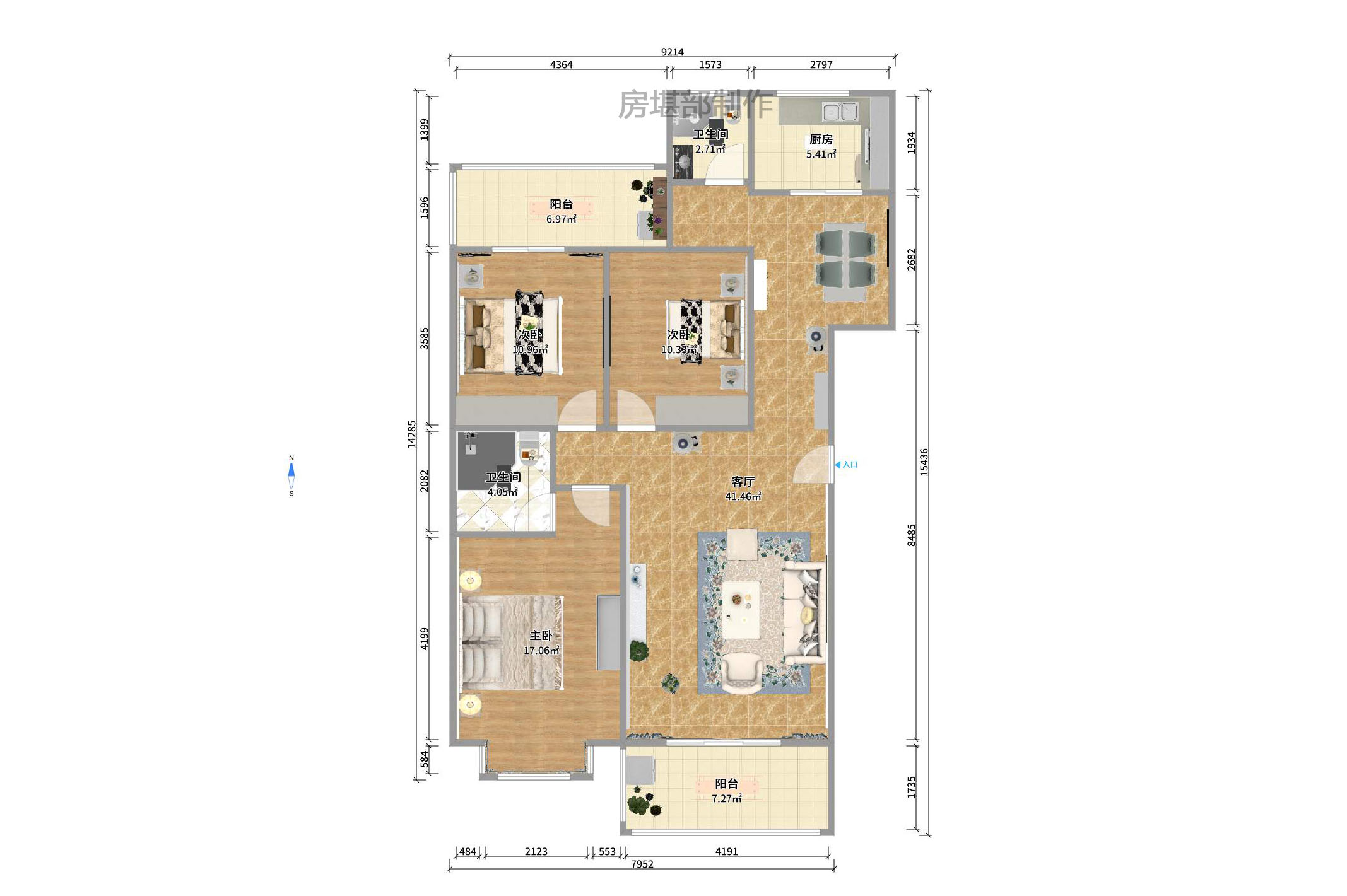 华银园 3室2厅1卫 2500.0元/月 华银园 3室2厅1卫 2500.0元/月户型图