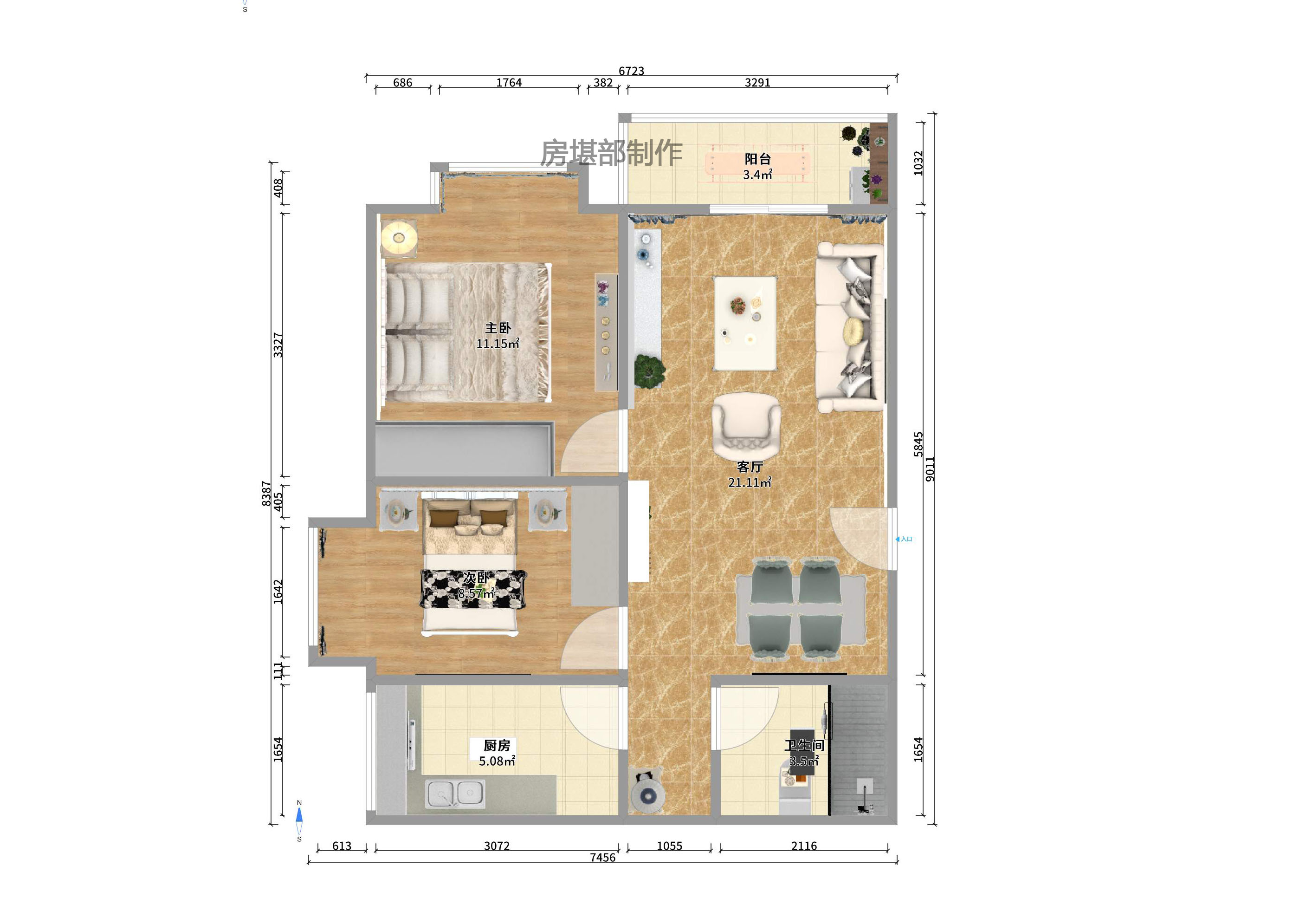 左岸右岸  2室2厅1卫    2600.0元/月 左岸右岸  2室2厅1卫    2600.0元/月户型图