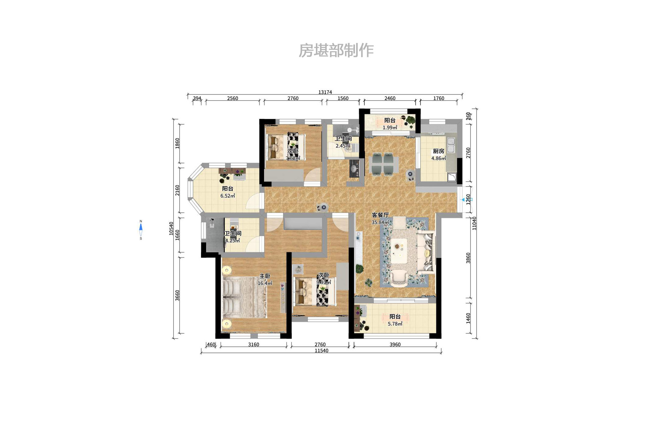 清溪川九号 3室2厅2卫 2700.0元/月 清溪川九号 3室2厅2卫 2700.0元/月户型图