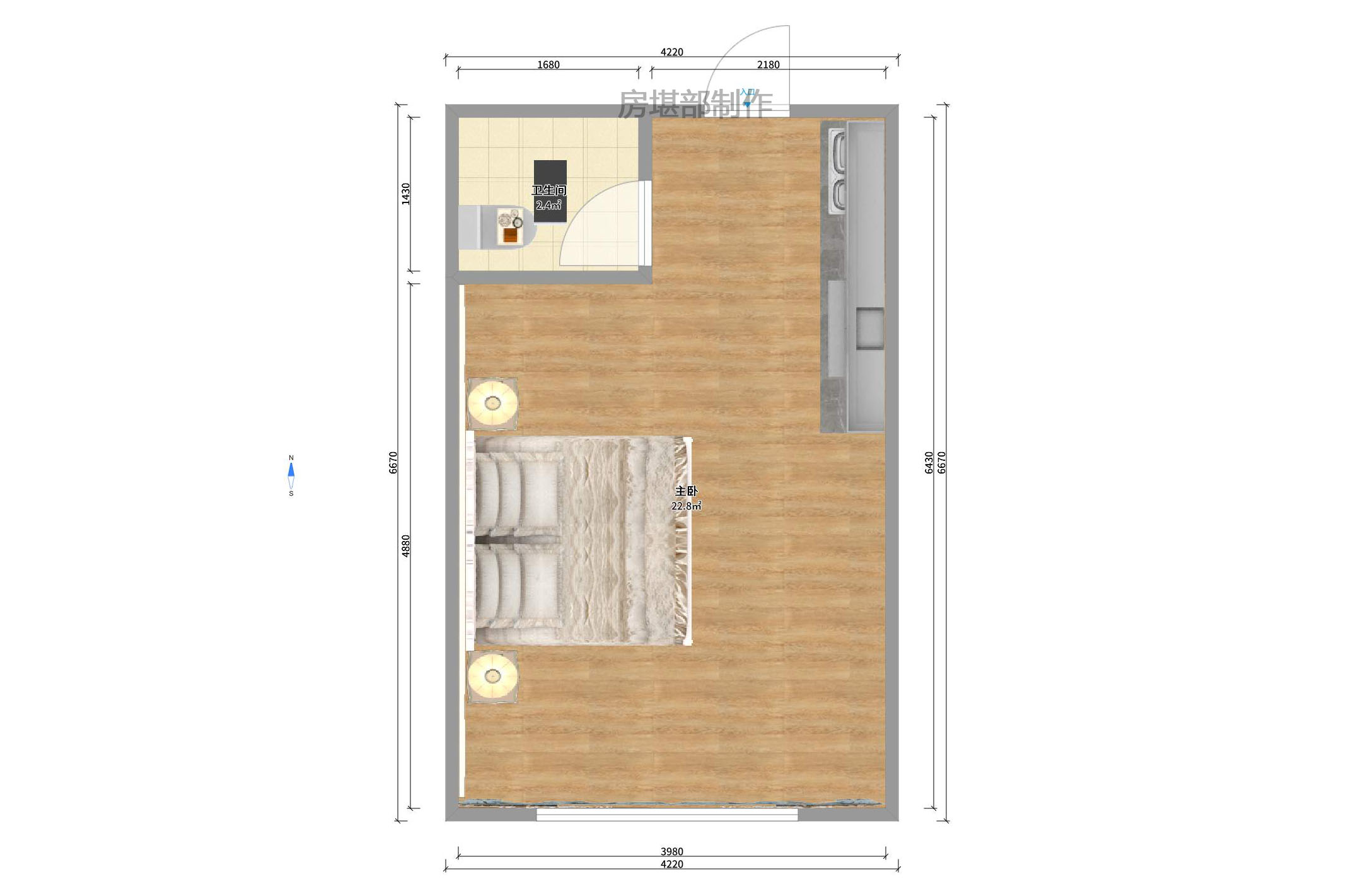 梅溪鑫苑名家 1室1厅1卫 1500.0元/月 梅溪鑫苑名家 1室1厅1卫 1500.0元/月户型图