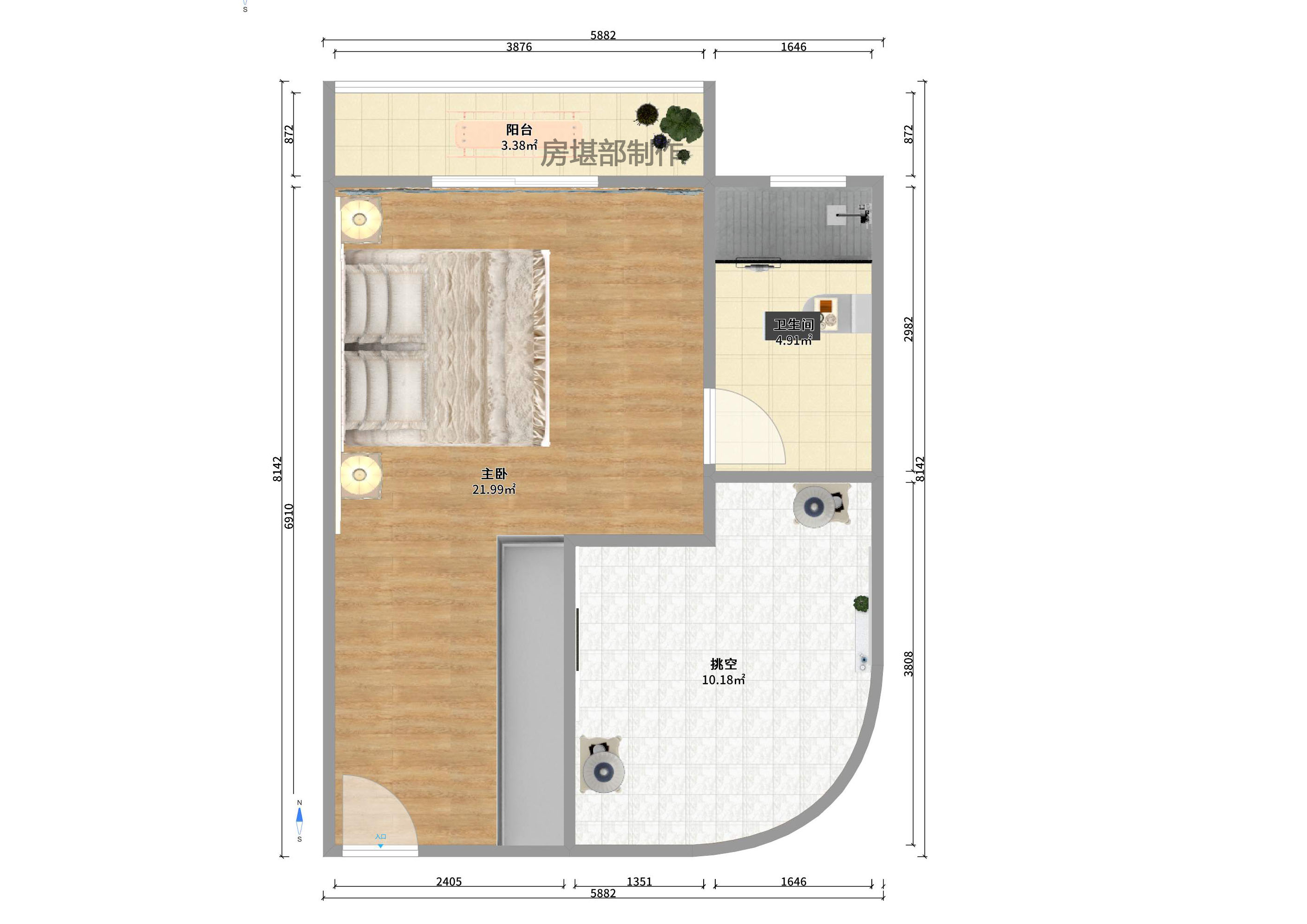 明昇壹城(明昇时代广场)三期 1室1厅1卫 1618.0元/月 明昇壹城(明昇时代广场)三期 1室1厅1卫 1618.0元/月户型图