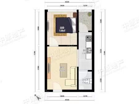 世纪嘉苑  1室1厅1卫   40.00万户型图