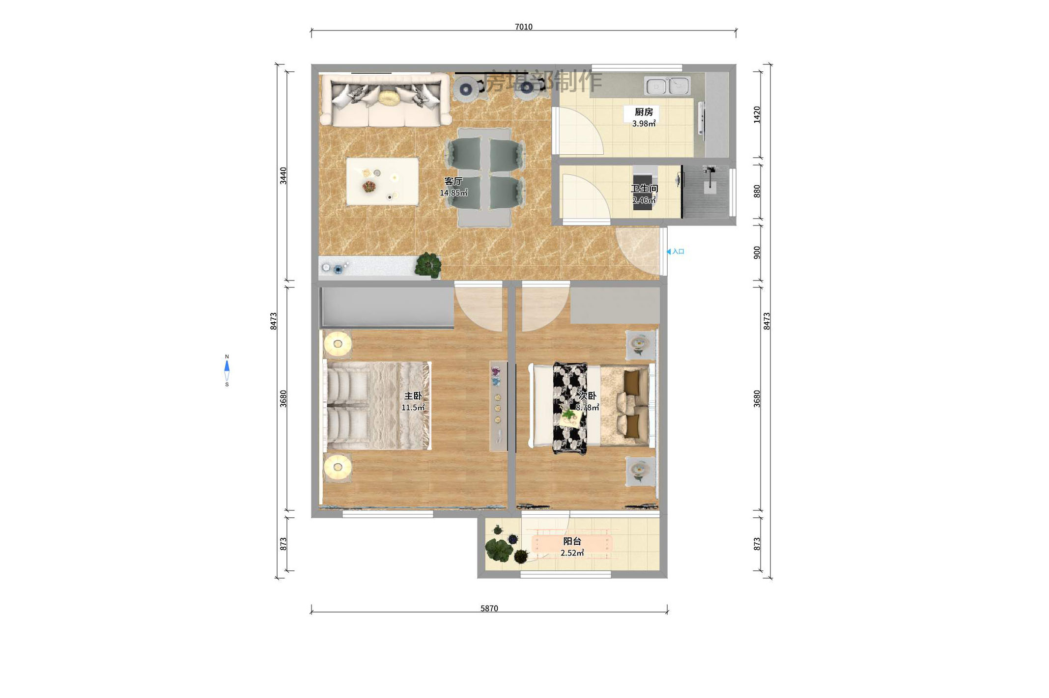 铝厂宿舍 1室2厅1卫 1300.0元/月 铝厂宿舍 1室2厅1卫 1300.0元/月户型图
