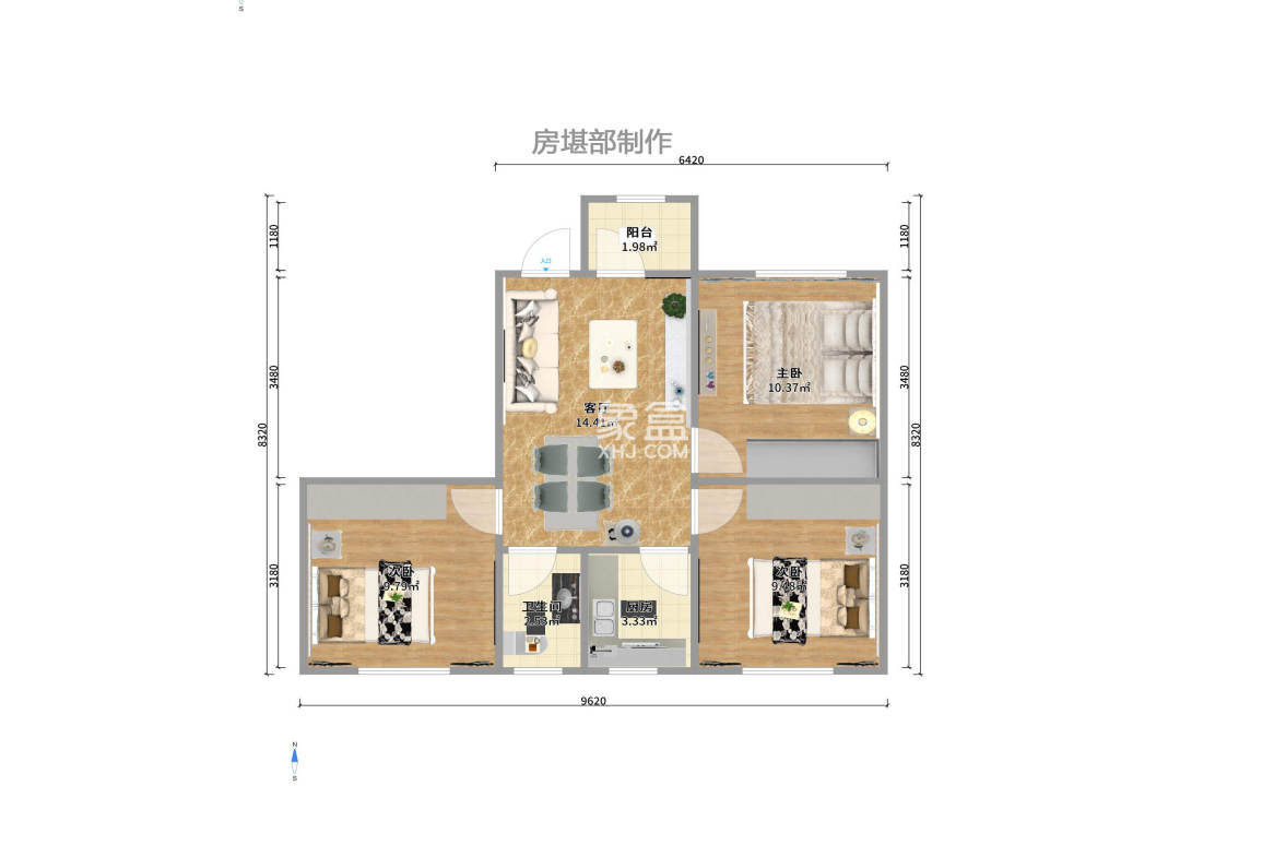 朝阳一、二村 3室1厅1卫 1500.0元/月 朝阳一、二村 3室1厅1卫 1500.0元/月户型图