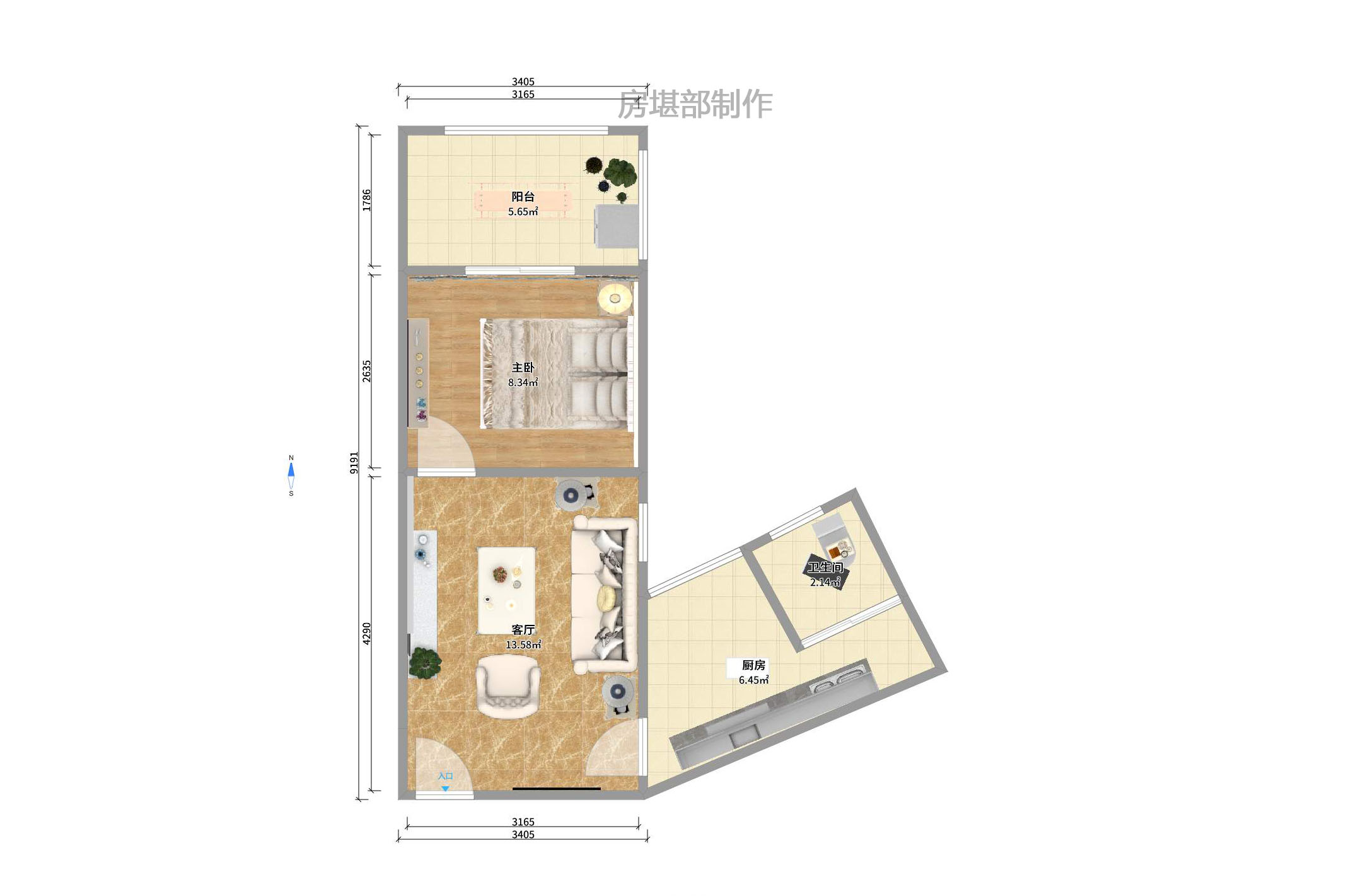 兰亭峰景  1室1厅1卫   65.50万户型图