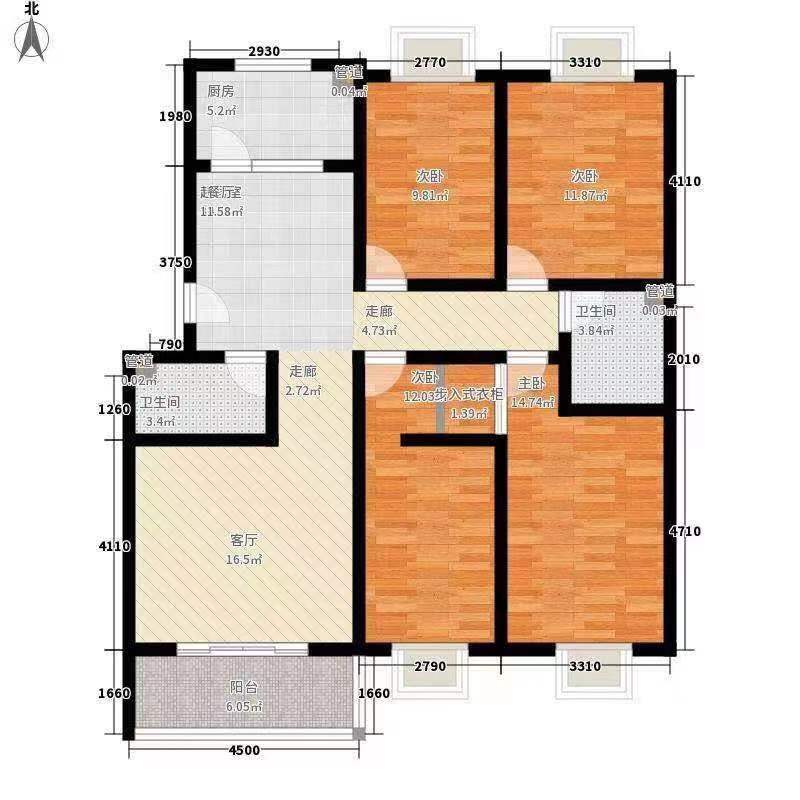 华耀碧桂园十里江湾观澜  4室2厅3卫   1800.00元/月户型图