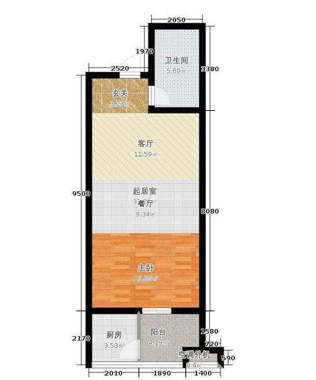 朝阳办事处江金社区  2室2厅1卫   41.80万户型图