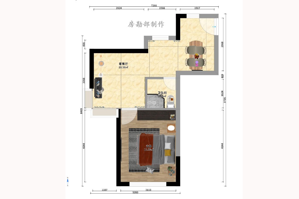 达美D6区  1室1厅1卫    1900.0元/月室内图1