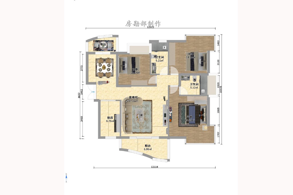 华盛新外滩 4室2厅2卫 4200.0元/月 华盛新外滩 4室2厅2卫 4200.0元/月户型图