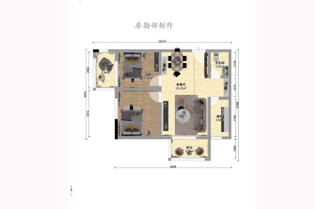 爵士湘  2室2厅1卫   1500.00元/月户型图