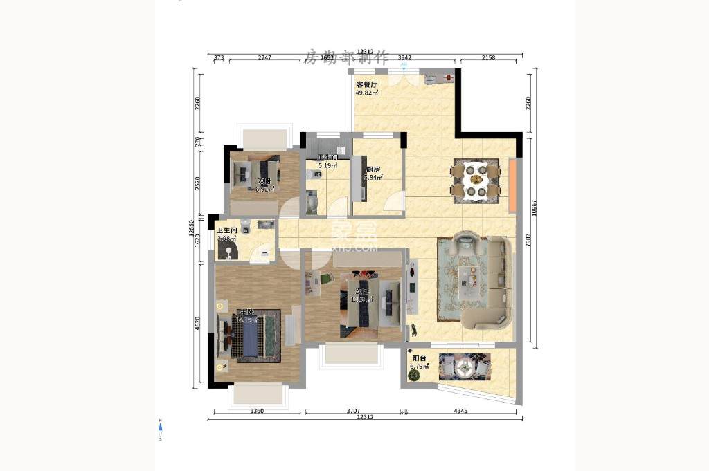 佳阳悦景馨都 3室2厅2卫 3000.0元/月 佳阳悦景馨都 3室2厅2卫 3000.0元/月户型图