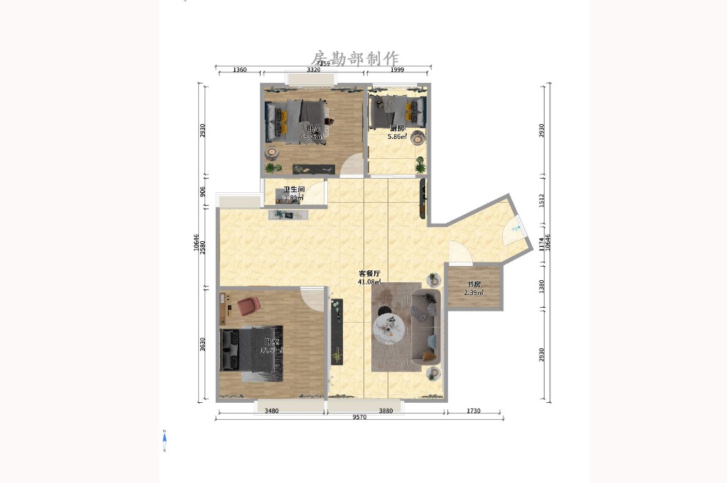 兰亭峰景  4室2厅2卫    3800.0元/月户型图