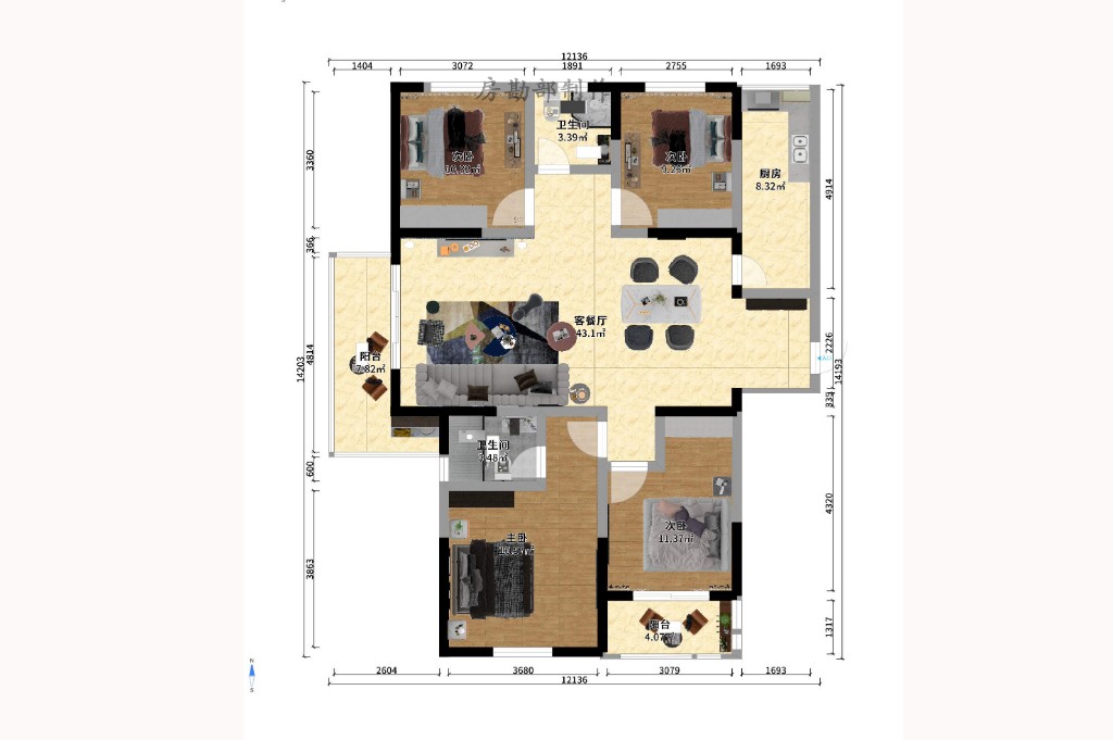 克拉美丽山庄(晟领国际) 4室2厅2卫 7500.0元/月 克拉美丽山庄(晟领国际) 4室2厅2卫 7500.0元/月户型图