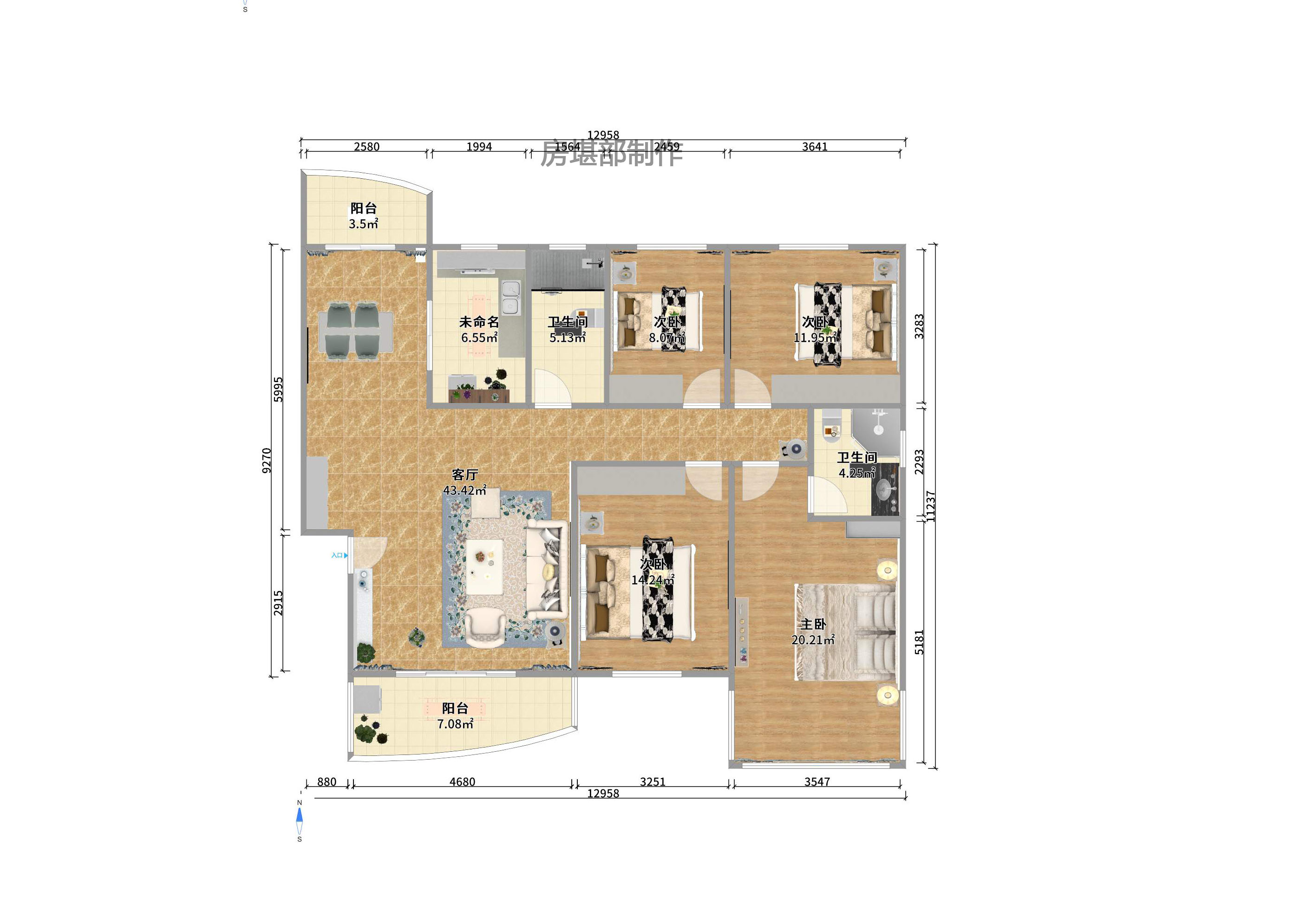 欣胜园 4室2厅2卫 2800.0元/月 欣胜园 4室2厅2卫 2800.0元/月户型图