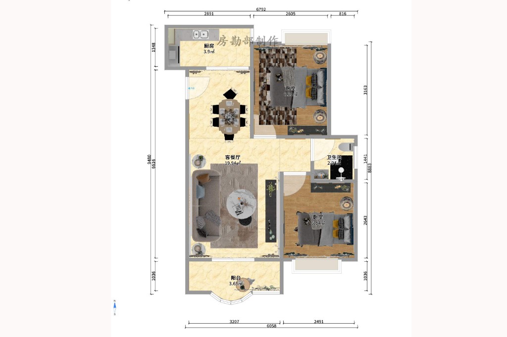 水木兰庭  2室2厅1卫    1800.0元/月室内图1