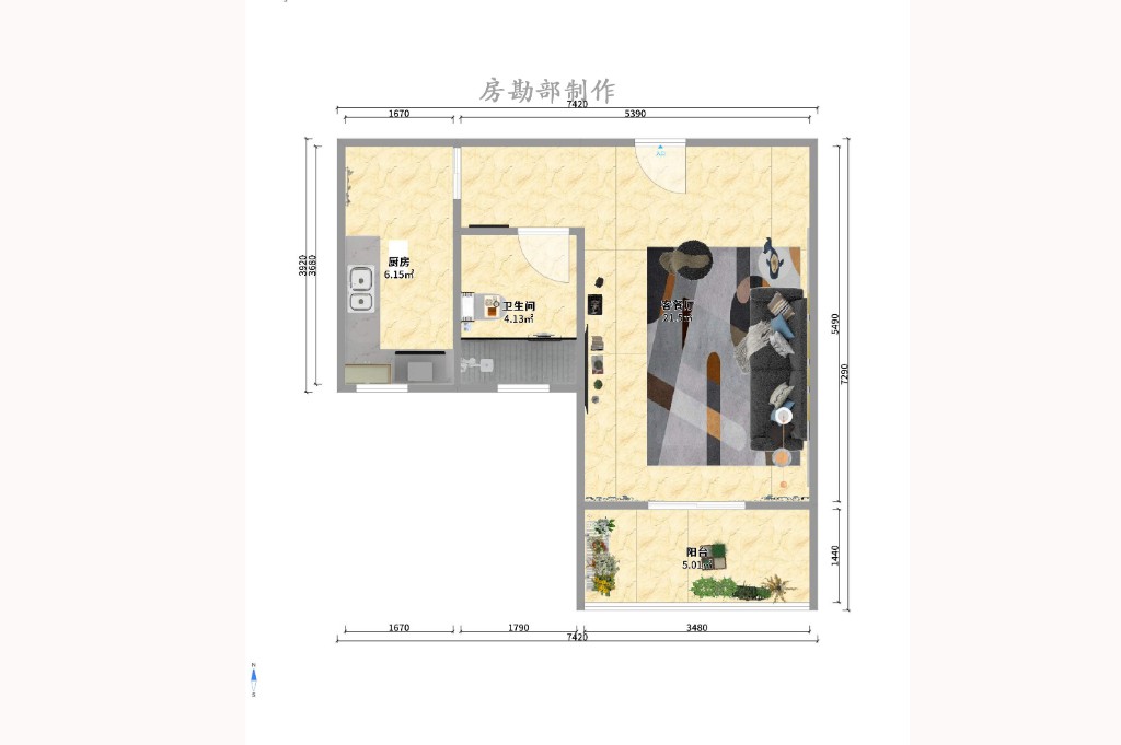 中信凯旋蓝岸（中信新城三期）  1室1厅1卫   42.80万户型图