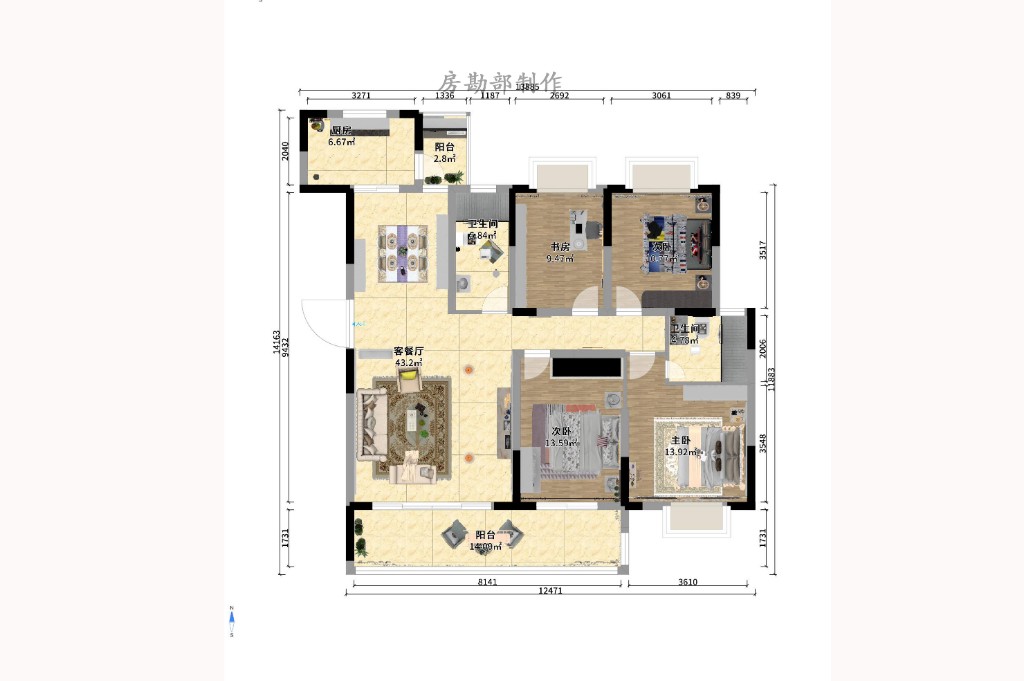 德泽苑  4室2厅2卫    2600.0元/月室内图1