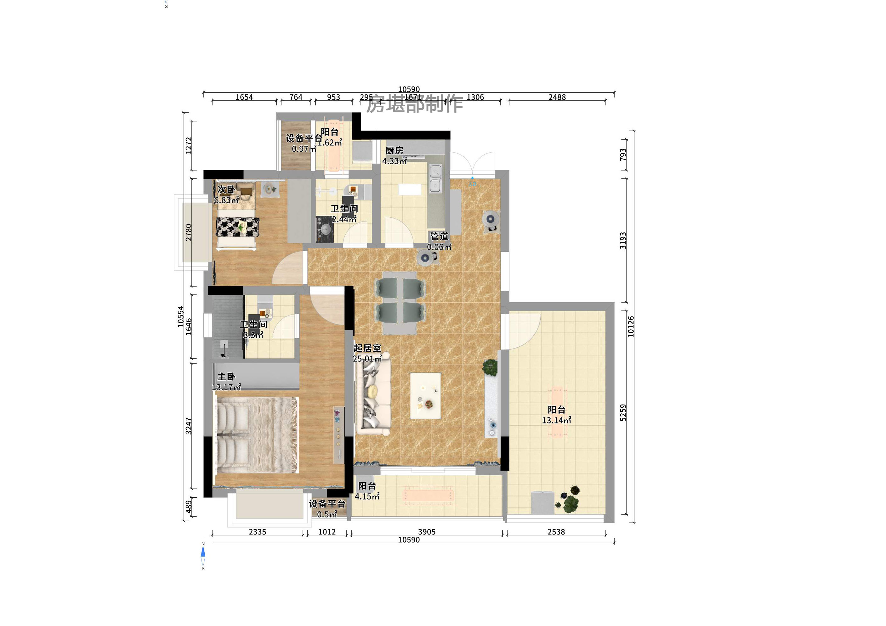 岳泰理想城 3室1厅2卫 2400.0元/月 岳泰理想城 3室1厅2卫 2400.0元/月户型图