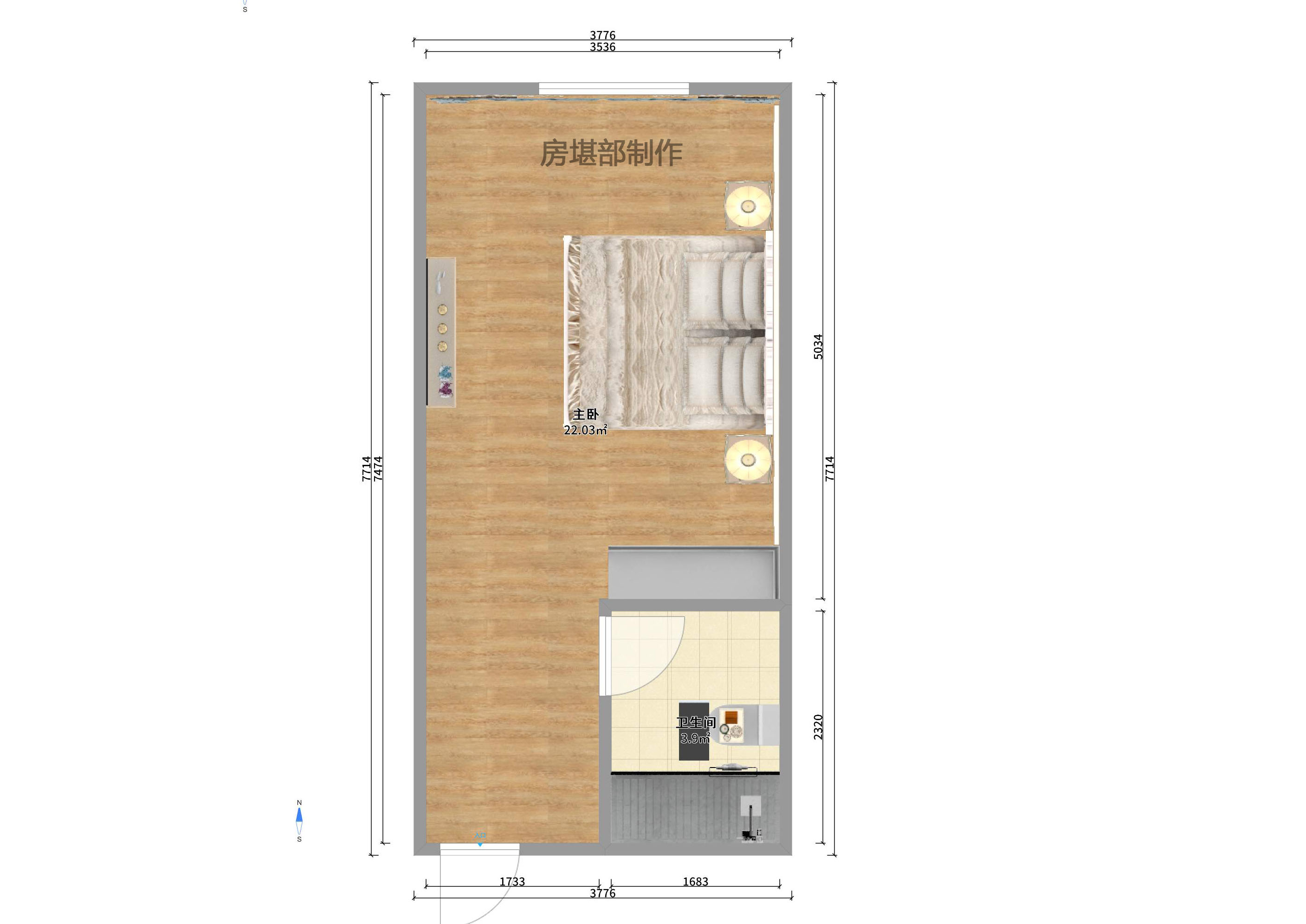 融科东南海  1室1厅1卫   1500.00元/月室内图1