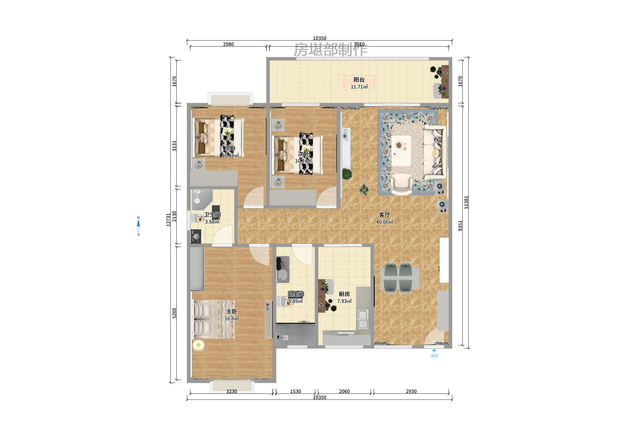 湘楚家园 2室2厅2卫 1700.0元/月 湘楚家园 2室2厅2卫 1700.0元/月户型图