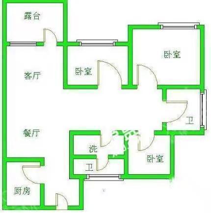 中海锦江城云熙一期  3室2厅2卫   2400.00元/月户型图