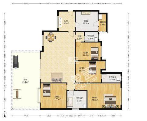 南湖国际1期  3室2厅1卫    2500.0元/月 南湖国际1期  3室2厅1卫    2500.0元/月户型图