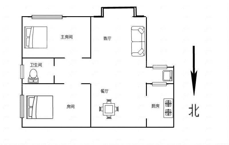 财苑小区  3室2厅1卫   1200.00元/月户型图