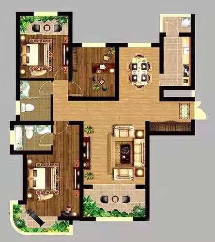 太一格  3室2厅2卫   110.00万户型图