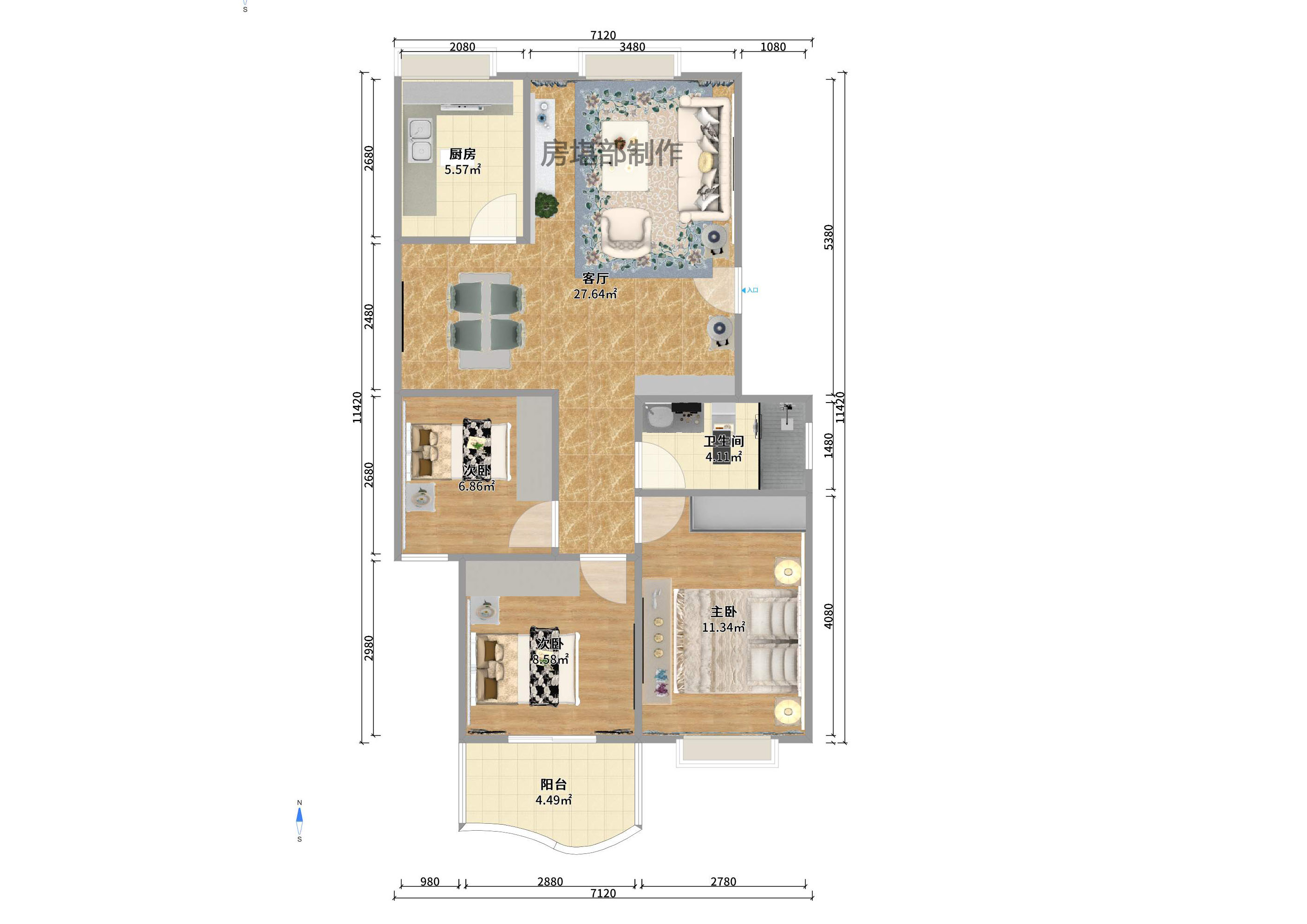 福兴阁 2室2厅1卫 1700.0元/月 福兴阁 2室2厅1卫 1700.0元/月户型图