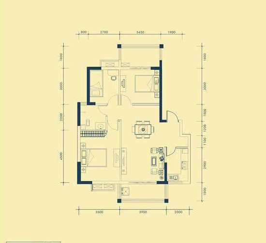 桃花里  3室2厅2卫   78.80万户型图