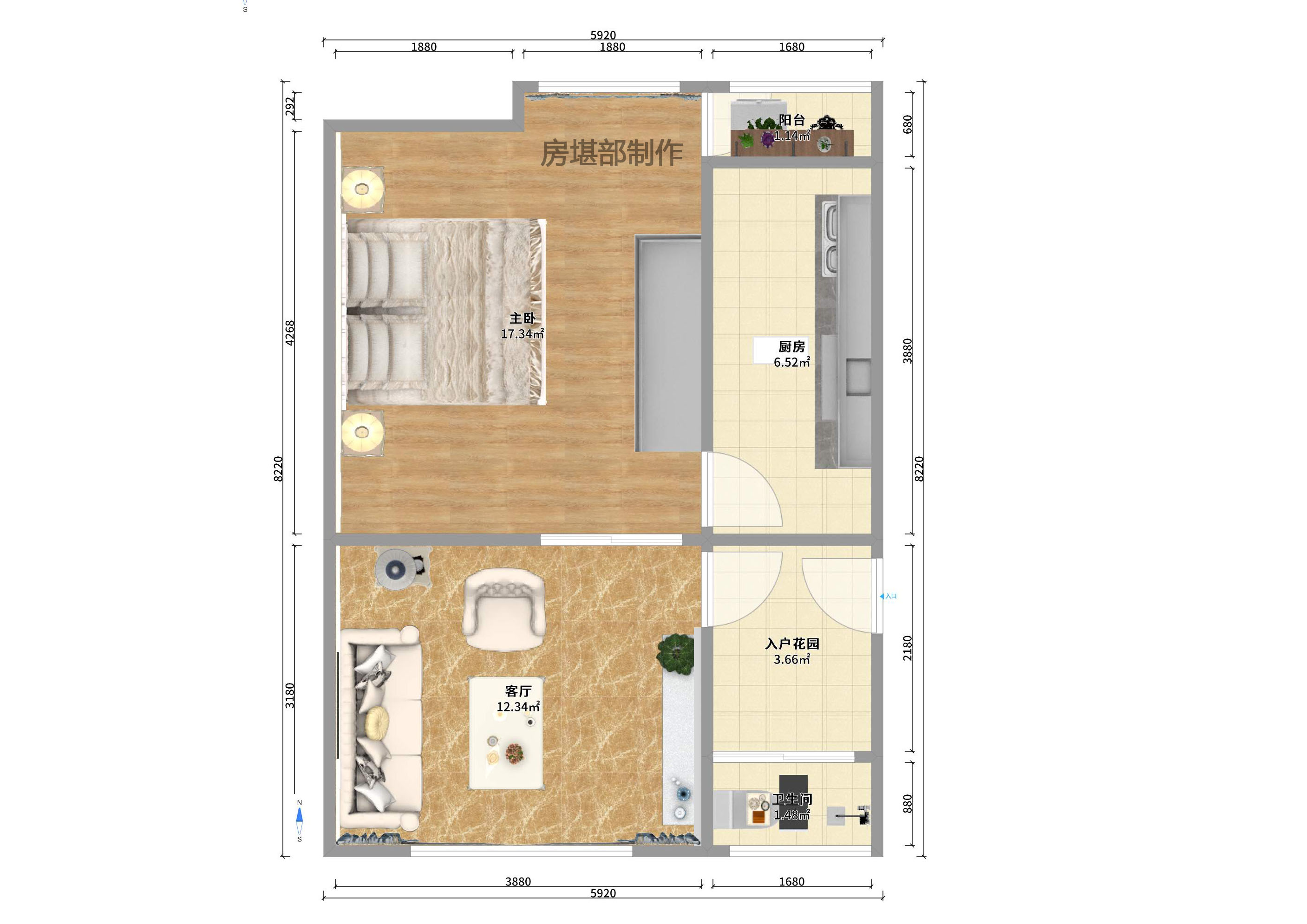 如果爱 1室1厅1卫 1500.0元/月 如果爱 1室1厅1卫 1500.0元/月户型图