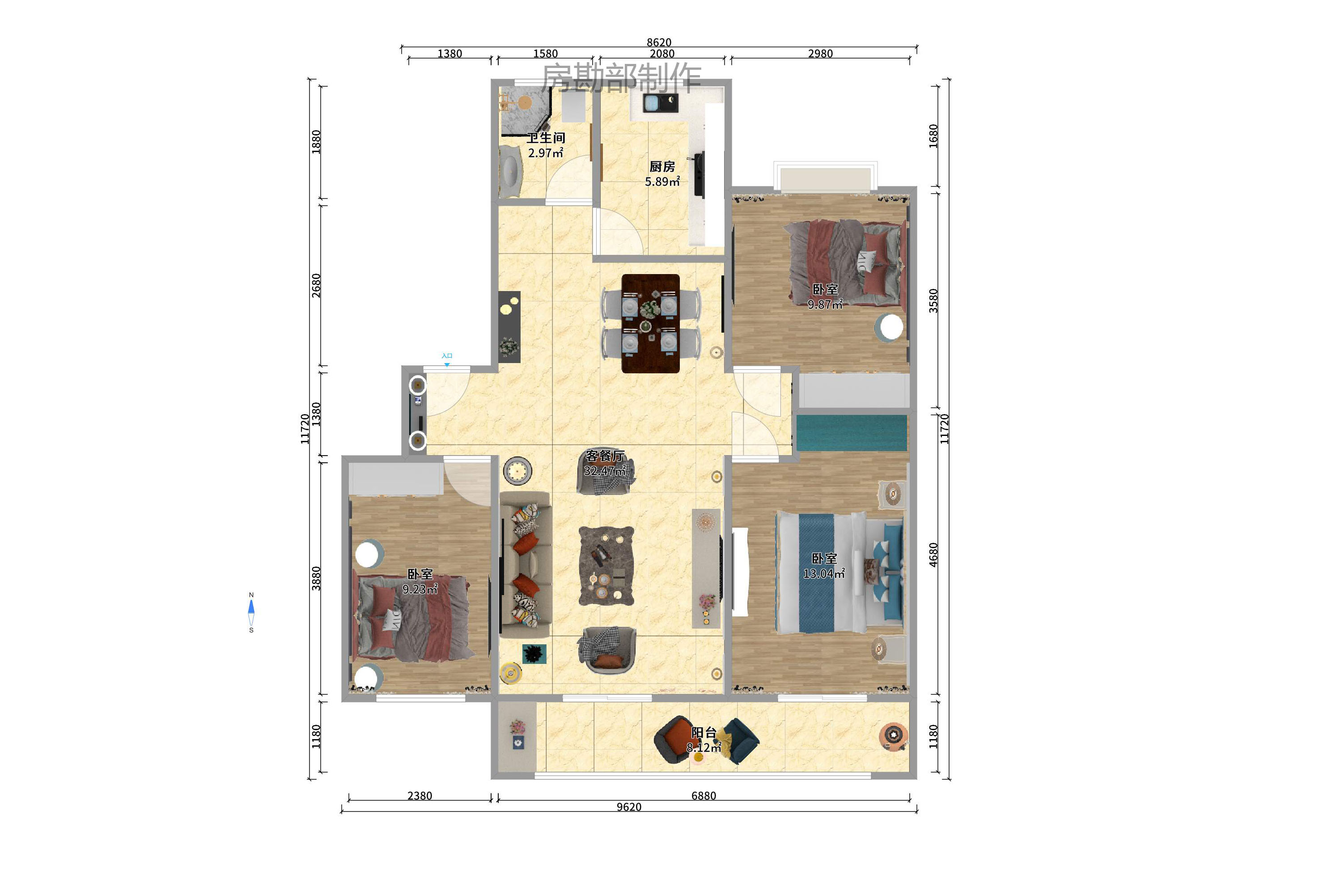 东南明苑 3室2厅2卫 2400.0元/月 东南明苑 3室2厅2卫 2400.0元/月户型图